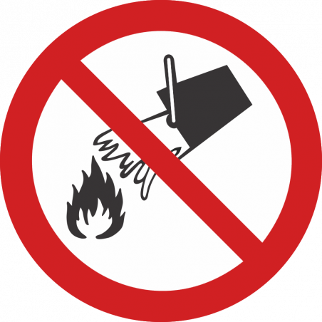 Interdiction d´éteindre avec de l´eau