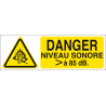 Danger niveau sonore supérieur à 85 dB.