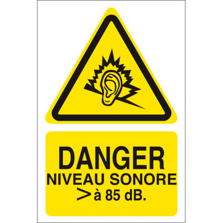 Danger niveau sonore supérieur à 85 dB.