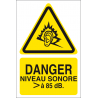 Danger niveau sonore supérieur à 85 dB.