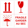 Etiquette multisymbole "Fragile garder au sec"