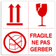 Etiquette multisymbole "Fragile ne pas gerber"