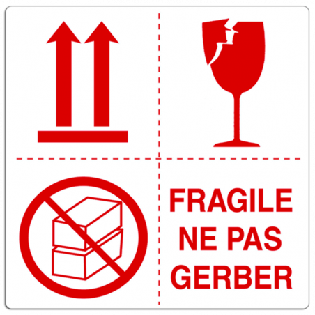 Etiquette multisymbole "Fragile ne pas gerber"